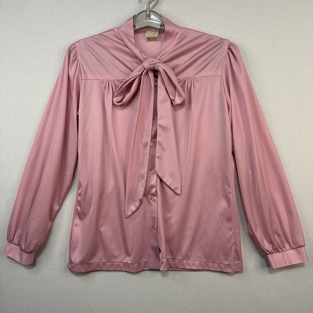 Vintage‎ Montgomery Ward Pink Satin Blouse With Tie Neck